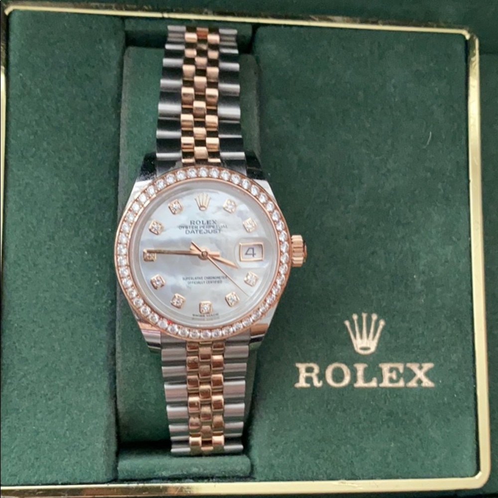 Rolex Datejust 31 Diamond Rose Gold Watch Pearl - Picture 2 of 10